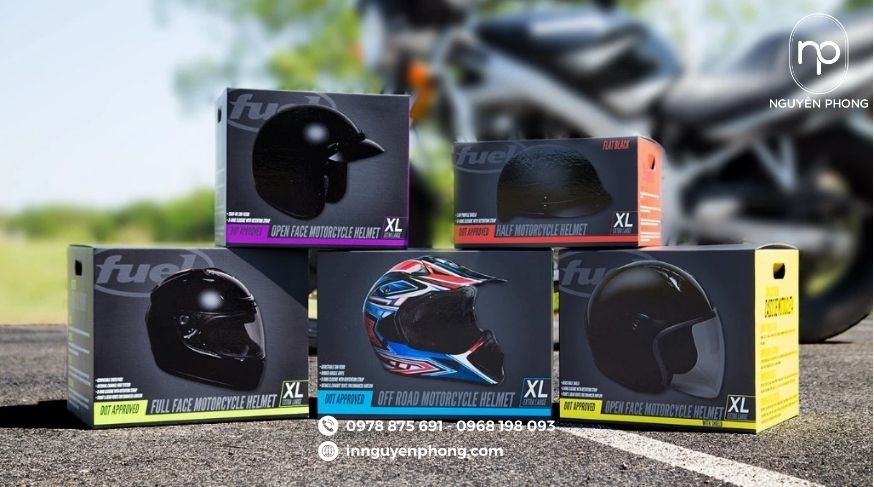 Mẫu hộp carton đựng mũ bảo hiểm đa dạng 